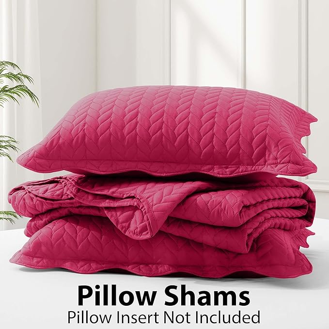 IR Imperial Rooms Queen Quilt Bedding Set (90" x 96") - Bulk Pack of 10 Wholesale for Hotels, Guest Bedroom & Airbnbs - Lightweight Microfiber Reversible Embossed Quilts Bedspreads (Pink)