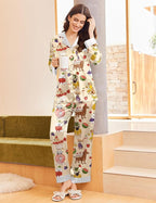 Ekouaer Silk Pajamas for Women Long Sleeve Satin Pajama Set Silky Pj Sets 2 Piece Button Down Loungewear Sleepwear