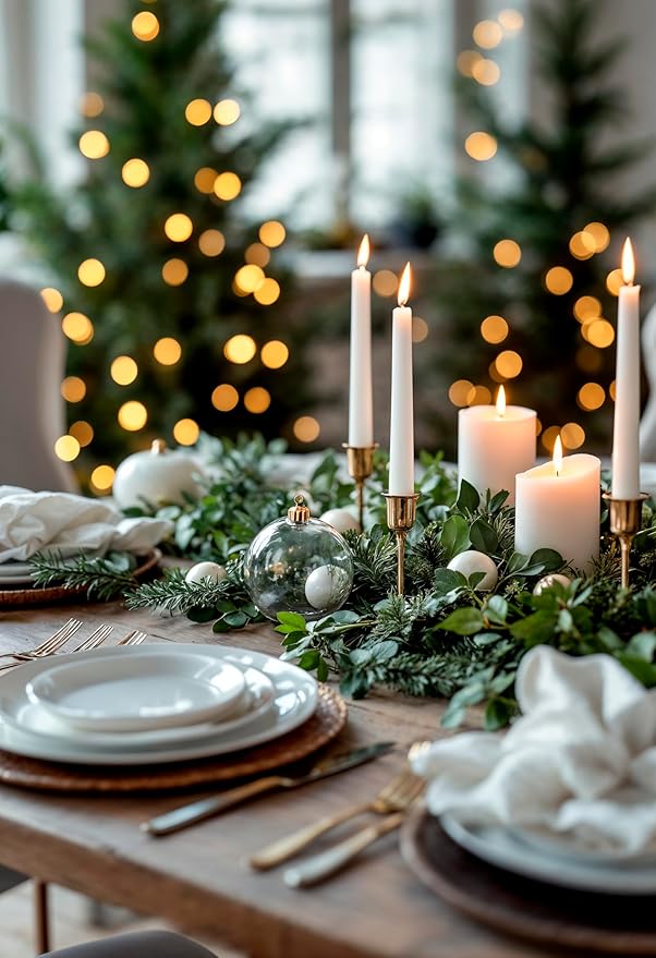 10-Inch White Taper Candles, 12 Pack Unscented and Dripless Candlesticks, Long-Lasting Burn Time of 7-8 Hours, Perfect for Home Décor, Weddings, and Events