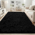ISEAU Black Rug Super Soft Shaggy 4x6 Feet Rugs for Bedroom, Fluffy Area Rug for Living Room Floor Rug, Fuzzy and Comfy Carpet Nursery Shag Rug for Kids Boys Room Decor