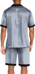 Ekouaer Men Satin Silk Pajamas Set with Pockets Sleepwear Shorts Satin Summer Loungewear 2 Piece Button Down Set S-3XL