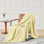 CYMULA Knit Throw Blanket for Couch Yellow - Super Soft Lightweight Plush Fuzzy Fluffy Cozy Blankets and Throws for Sofa Bed, 50 x 60 inches