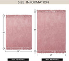 Chenille Throw Blanket for Couch 60"X 80" Twin, Soft Cozy Throws with Fringe Tassel for Bed Sofa Chair Cover, Lightweight Knitted Decorative Boho Blankets for Living Room, Mauve
