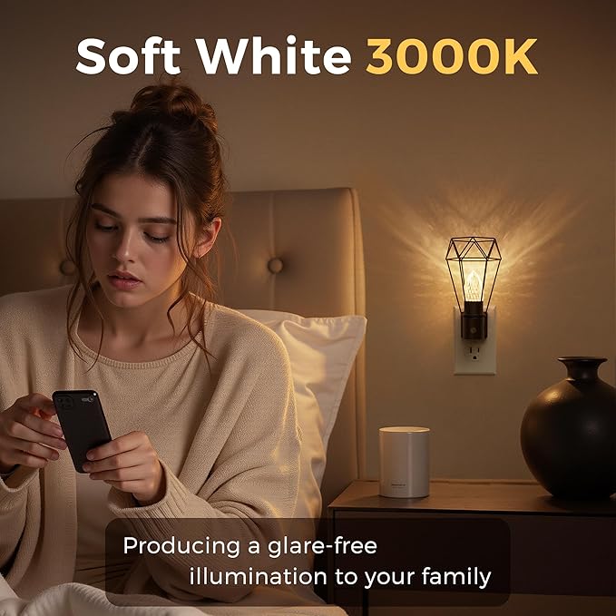 L LOHAS LED Night Light, Night Lights Plug into Wall, 3000K Warm White, Farmhouse Plug in Light with Dusk to Dawn Sensor, for Bedroom, Bathroom, Kitchen, Hallway