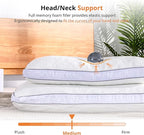 EGOHOME Shredded Memory Foam Pillows, Bed Pillows for Sleeping, Standard Pillow for Side Back Stomach Sleepers, Neck Support Pillow with Washable Removable Cover(28"x 16",1 Pack)