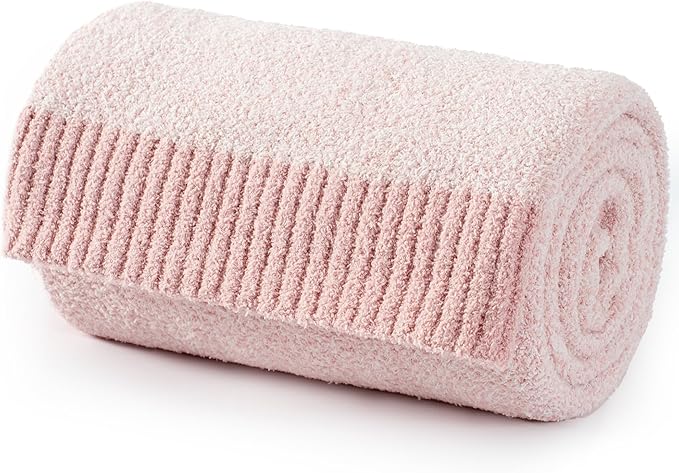 Carriediosa Heather Throw Blanket 60" X 80" Twin, 400GSM Ultra Soft Microfiber Fuzzy Fluffy Reversible Knitted Blankets Cozy Plush Lightweight and Warm Fall Throws for Couch, Bed, Sofa, Dusty Pink