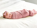BWD Baby Swaddle Blanket – Ultra-Soft Bamboo Viscose & Organic Cotton Muslin – Lightweight, Breathable, Stretchy – Newborn Essential 47" (Dusty Rose)