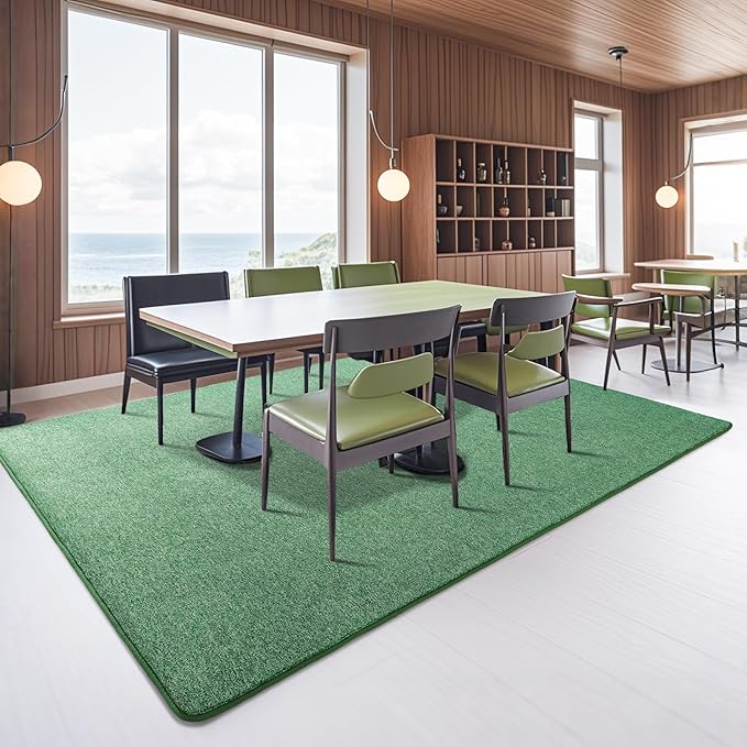 Keeko 4x6 Area Rugs for Living Room, Soft Modern Memory Foam Bedroom Rug Washable Indoor Rug Low Pile Minimalist Non Slip Carpet for Kids Nursery Dorm Room Home Decor Green and White