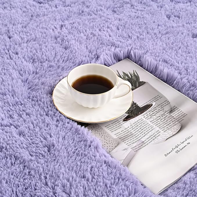 Lavender Area Rugs 4x6 Feet Rug for Bedroom Living Room, Cute Indoor Shaggy Carpets, Plush Rug for Kids Room, Fluffy Purple Rugs for Girls Boys Nursery Room Home Decor
