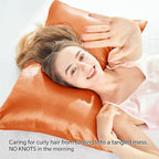 BEDELITE Satin Pillowcase with Zipper, Burnt Orange Pillow Cases Queen Size Set of 2, Super Soft and Cooling Similar to Silk Pillow Cases, Gift for Women Men(20x30 Inches)