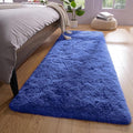 YJ.GWL Fluffy Runner Rugs for Bedroom Living Room Soft Shag Rug 2x6 Feet, Light Navy Plush Carpet Non Slip for Nursery Dorm, Fuzzy Bedside Rug for Kids Boys Room Home Decor