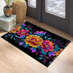 Flower Area Rug 2x3 ft Entry Rug Washable Boho Rugs Non Slip Low Pile Floral Door Mat Small Carpet for Bedroom, Bedside, Kids Room, Office, Dining Room