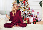 Ekouaer Women Satin Silk Pajamas Classic Long Sleeve Button Down Pjs Set Soft Loungewear