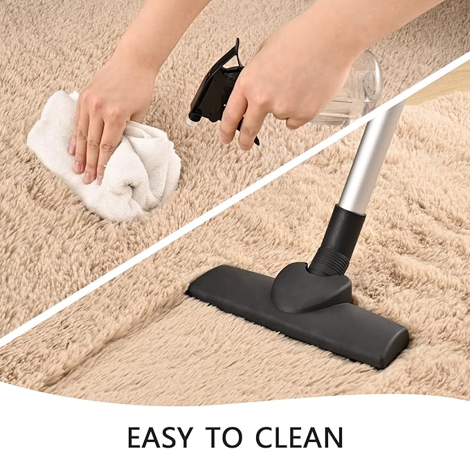 Beige Runner Area Rugs for Bedroom Living Room, 2x6 Feet Fluffy Bedside Rugs, Soft Shaggy Carpet Rug for Kids Room Nursery, Furry Cute Rugs for Girls Boys Dorm Room Home Decor