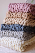 Boho Throw Blanket - Chunky Knit Blanket Full Size Blanket for Adult 54x75, Boho Blanket Bed Decor, Knit Blanket for Couch, Birthday Gift for Women, Ideas (Dark Grey, 54"x75")