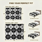 Fleece Blanket Queen - 90x90 Inch Lightweight & Buttery-Soft Throw for Bed, Sofa, Camping | 300GSM Cloud-Touch Microfiber | Cozy Essentials for Travel & Movie Nights, (Boho Black White)