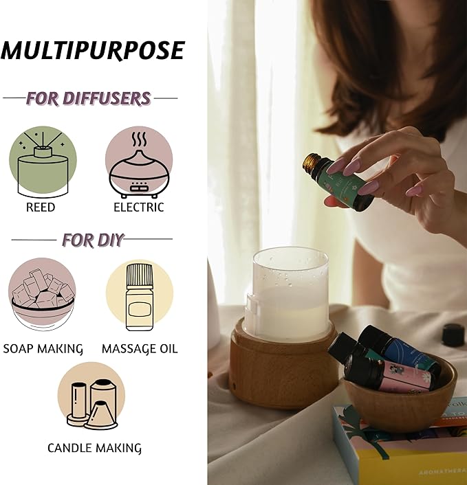 Folkulture Fresh Essential Oils Set for Diffuser | Aromatherapy Oils Set for Meditation, Relaxation, Reset & Mindful Living | 6 Scents – Lavender, Palo Santo, Ocean Salt, Sandalwood & More