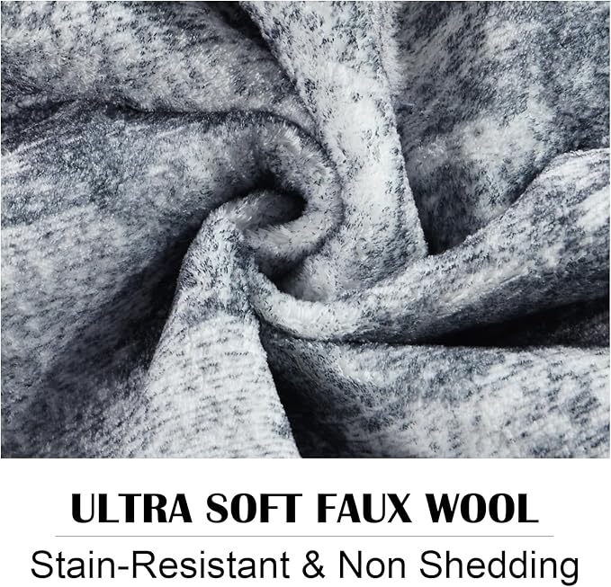 Bedroom Rugs 3x5 Rug Washable Area Rug Non Slip Soft Faux Wool Small Carpet Throw Rugs for Living Room, Bedroom, Bedside, Entryway, Kitchen, Dorm, Kids Room (Grey)