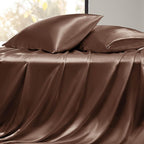 Bedsure Satin Sheets Full Size - 4 Piece Silky Bedsheets with 15 Inches Deep Pocket Fitted Bedsheet,1 Flat Sheet, 2 Satin Pillowcases, Good for Hair & Skin (Full, Coffee)