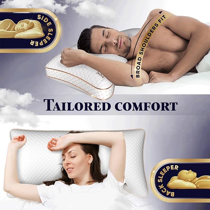 Royal Therapy King 4 Pack Memory Foam Pillow, Adjustable Shredded Odor-Free Cut-Out Bed Pillow for Neck & Shoulder Pain Relief, Breathable Support for Back, Stomach, Side Sleepers, BioForm