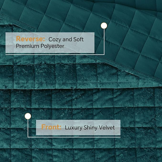 BEDELITE Velvet Quilt Set Queen Size - Luxury Velvet Comforter Bedding Set 3 Pieces, Lightweight Soft Cozy Shiny Emerald Green Oversized Bedspread Coverlet for All Seasons with 2 Pillow Shams