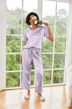 Ekouaer Womens Satin Silky Pajama Set Short Sleeve Shirt with Long Pajama Pant Set Soft PJ Loungewear