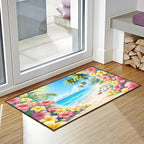 Tropical Flowers Area Rug 2x3 ft Entry Rug Washable Boho Rugs Non Slip Low Pile Floral Door Mat Small Carpet for Bedroom, Bedside, Kids Room, Office, Dining Room