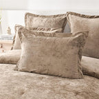 Fredsure Distressed Velvet Comforter Set, 5 Pieces Khaki Queen, Distressed Velvet Face and Brushed Microfiber Reverse