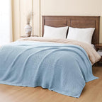 Chunky Knit Blue Throw Blanket for Couch Soft Cozy Large Thick Knitted Throw Blankets for Sofa Bed Cute Decorative Throw Blanket for Living Room,60"x 80",Light Blue
