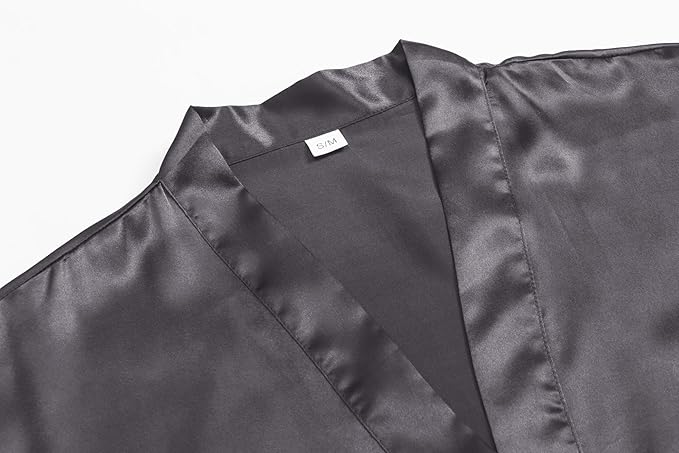 Women's Pure Color Satin Kimono Robe Short Bridesmaids Robe Dressing Gown