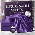 SLEEP SANCTUARY Satin Sheets Full Size – 4 Piece Luxury Silky Bed Set, Softer Than Silk, 15" Deep Pocket, Cooling & Wrinkle-Free, Moisture-Wicking & Breathable for Hair & Skin (Purple)
