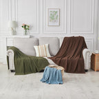 Douceur Blue Throw Blanket for Couch, Soft Cozy Lightweight Stripe Pattern Knitted Throw Blanket for Sofa, Living Room Gift, 50"X60"