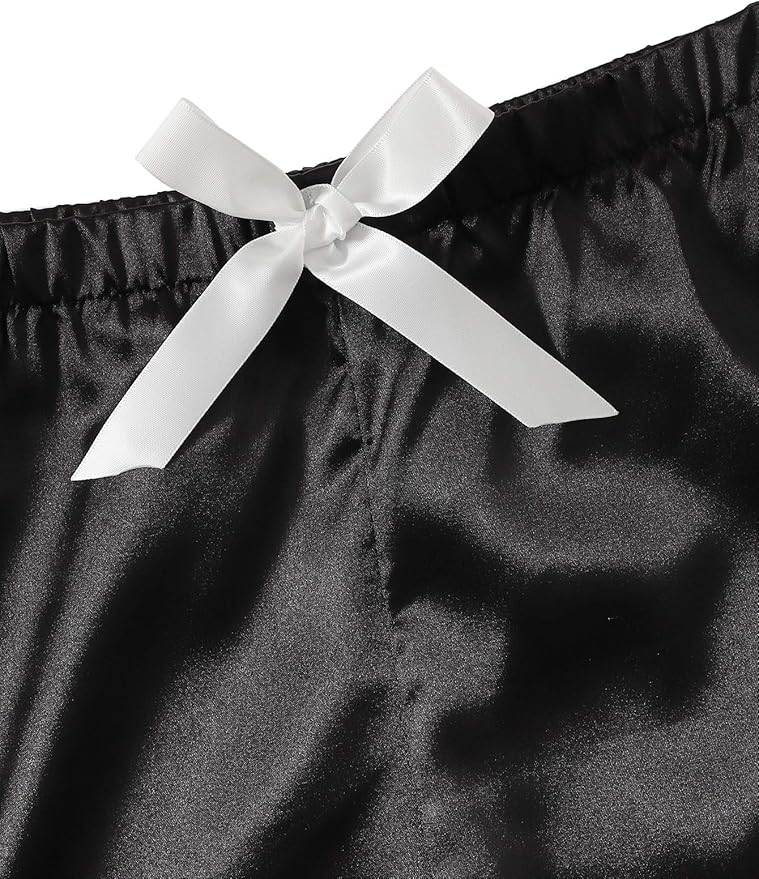 WDIRARA Women's Sleepwear Satin Short Sleeve Shirt and Shorts Pajama Set