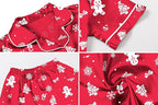 Umeyda Girls Womens Pajamas Set, Satin Silky Button Down Loungewear 2 Piece Short Sleeve Pants PJS Sets for Mommy Kids