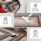 RUGSREAL Large Living Room Area Rug 10x13 Braided Washable Rug Non Slip Bedroom Throw Carpet Stain Resistant Dining Room Area Rug Braid Printed Farmhouse Accent Rug for Home Decor Office, Olive/Brown