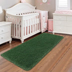 Runner Rug for Bedroom 2x6 Green Fluffy Shaggy Rug Soft Plush Fuzzy Area Rug Bedside Runners for Hallway Kids Nursery Dorm Playroom Living Room with Non Slip Modern Indoor Decor Carpet