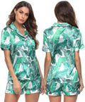 SWOMOG Womens Silk Satin Pajamas Set Short Sleeve Sleepwear Button Down Top and Shorts Loungewear 2 Piece Pjs Set XS-3XL