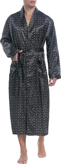 Lavenderi Mens Silky Satin Lounge Robe, Long Lightweight Sleepwear