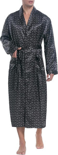 Lavenderi Mens Silky Satin Lounge Robe, Long Lightweight Sleepwear