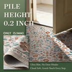 Lahome Claude Floral 5x7 Beige Bedroom Rug, Non-Slip Washable Area Rugs for Nursery, Botanical Soft Boho Carpet Floor Mats for Kids, Playroom, Living Room
