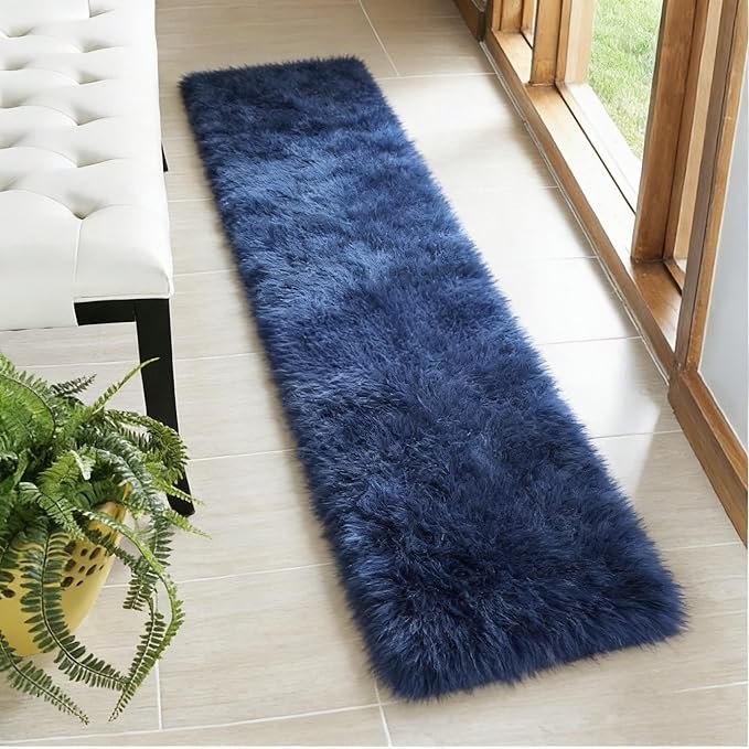 2x4 Shaggy Runner Rug, Ultra Soft Fluffy Plush Indoor Area Rug for Hallway Bedroom Living Room Kitchen Entryway, Non-Slip Modern Fuzzy Floor Carpet