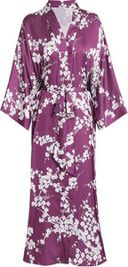 Aensso Long Soft Lightweight Silky Kimonos Robes for Women, Luxury Japanese Floral Womens Kimono Robe