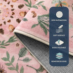 Lahome Chloe Insect Botanical 2x3 Small Pink Rugs for Bedroom Washable Bathroom Rugs, Boho Floral Door Mat Indoor Entrance, Soft Non-Slip Indoor Throw Carpet for Bedside Entryway Laundry(Pink,2'x3')