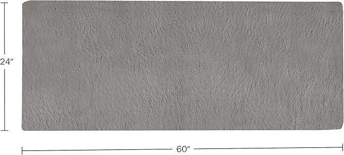 Home-Complete Faux Fur Bath Mat – 24x60-Inch Nonslip Jacquard Faux Fur Washable Rug for Bathroom or Kitchen, Gray