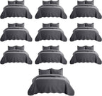 IR Imperial Rooms Twin Quilt Bedding Set (68” x 86”) - Bulk Pack of 10 Wholesale for Hotels, Guest Bedroom & Airbnbs - Lightweight Microfiber Reversible Embossed Quilts Bedspreads (Charcoal)