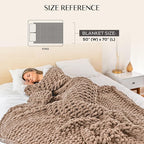 SAMIAH LUXE Chunky Knit Blanket Throw 50x70", Brown Chenille Chunky Knit Throw Blanket for Living Room Decor or Boho Decor, Thick Yarn Knitted Blankets for Couch or Bed, Cable Knitted Crochet Blankets