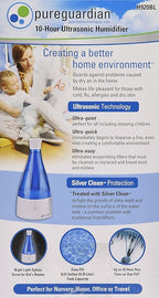 PureGuardian Ultrasonic Cool Mist Humidifier, 10 Hrs. Run Time, 210 Sq. Ft. Coverage, Small Rooms, Quiet, Filter Free, H920BL