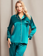 SIHA Satin Silk Pajamas for Women Pajama Set With Long Sleeve Button-Down Satin Pajamas Sleepwear XS-3XL
