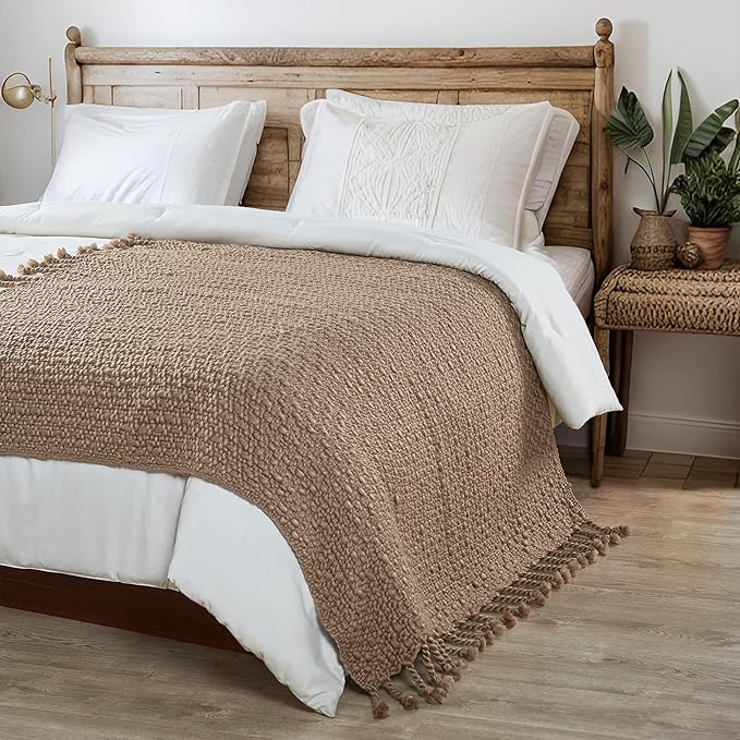 Home Soft Things Basket Weave Throw Blanket, Soft Cozy Warm Blanket with Braided Decorative Throw for Couch Sofa Outdoor Indoor, Amphora, 50''x60