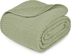 Comfy Cubs Muslin Blanket for Adults Twin 90" x 66" - 6 Layer Soft, Breathable & Lightweight Muslin Adult Blanket - Machine Washable & Designed in The US Bedding for All Seasons - Sage